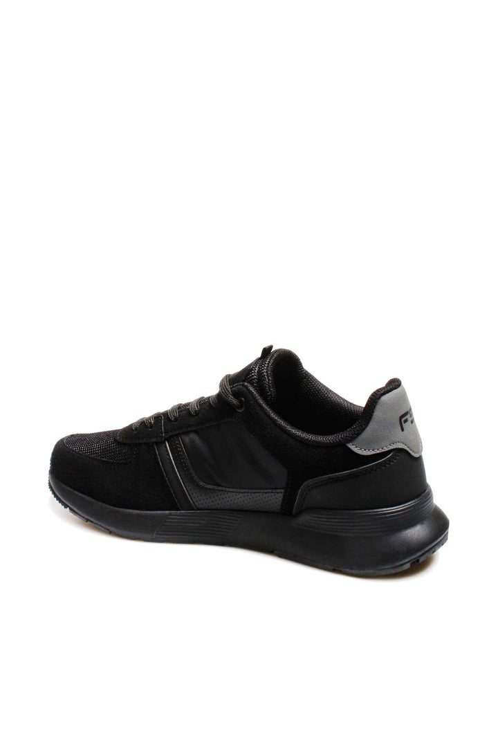 Men's Black Athletic Sneakers with Suede and Mesh Panels - Wessi