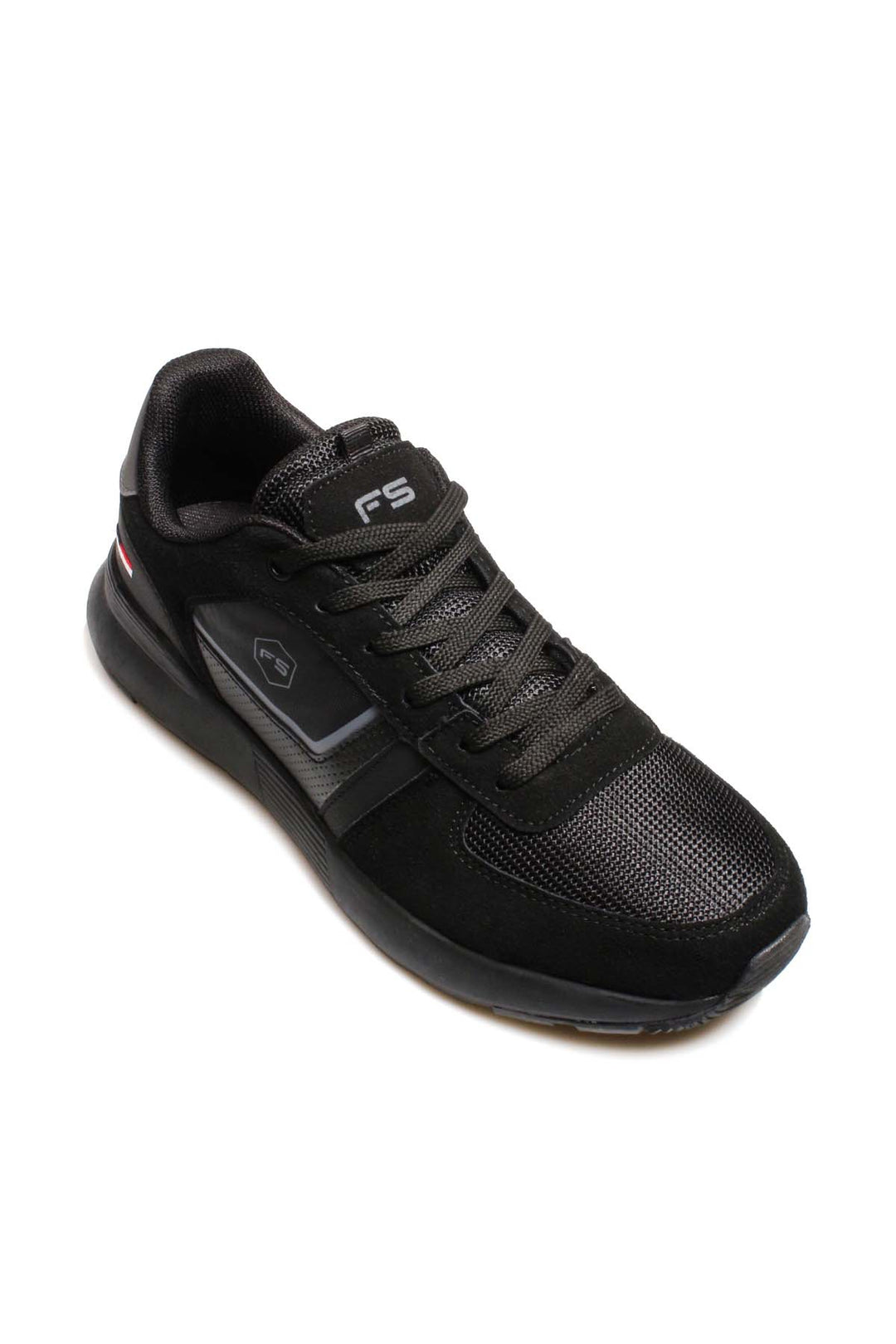 Men's Black Athletic Sneakers with Suede and Mesh Panels - Wessi