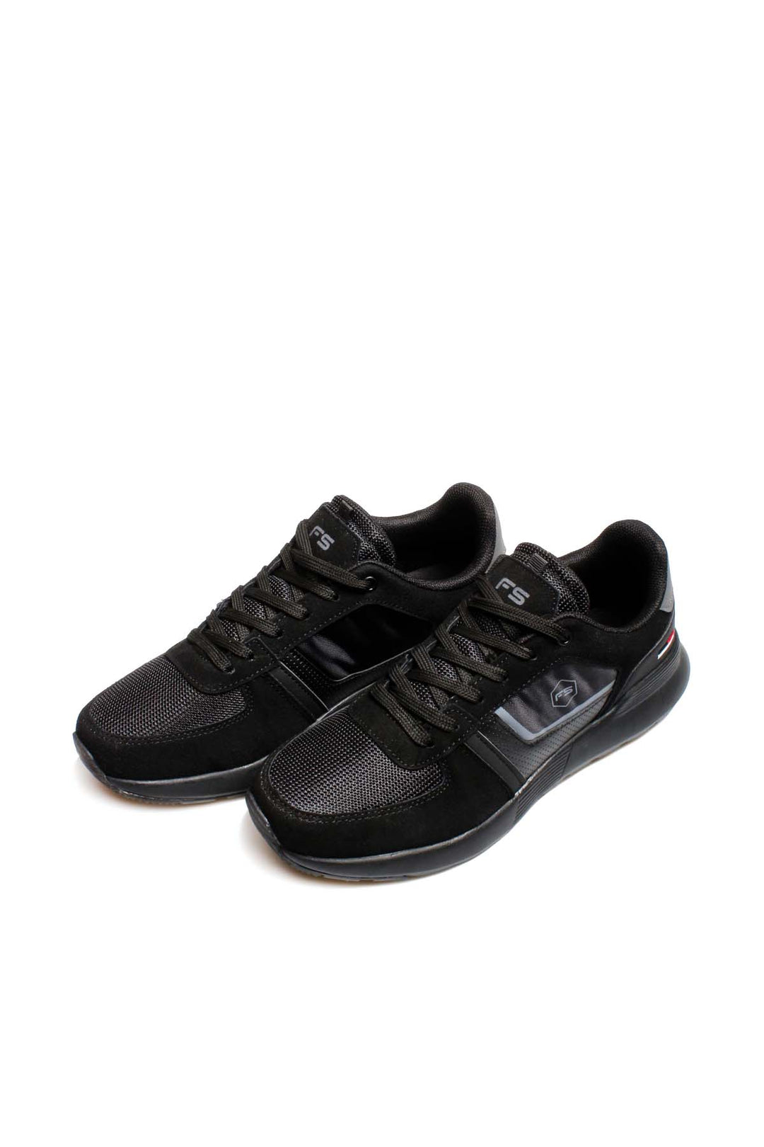 Men's Black Athletic Sneakers with Suede and Mesh Panels - Wessi