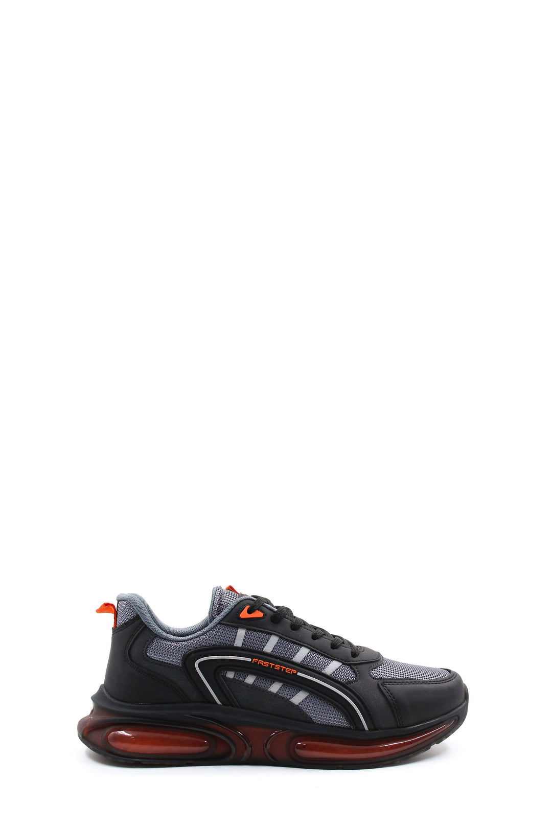 Men's Black and Gray Air Cushion Sneakers with Orange Accents - Wessi