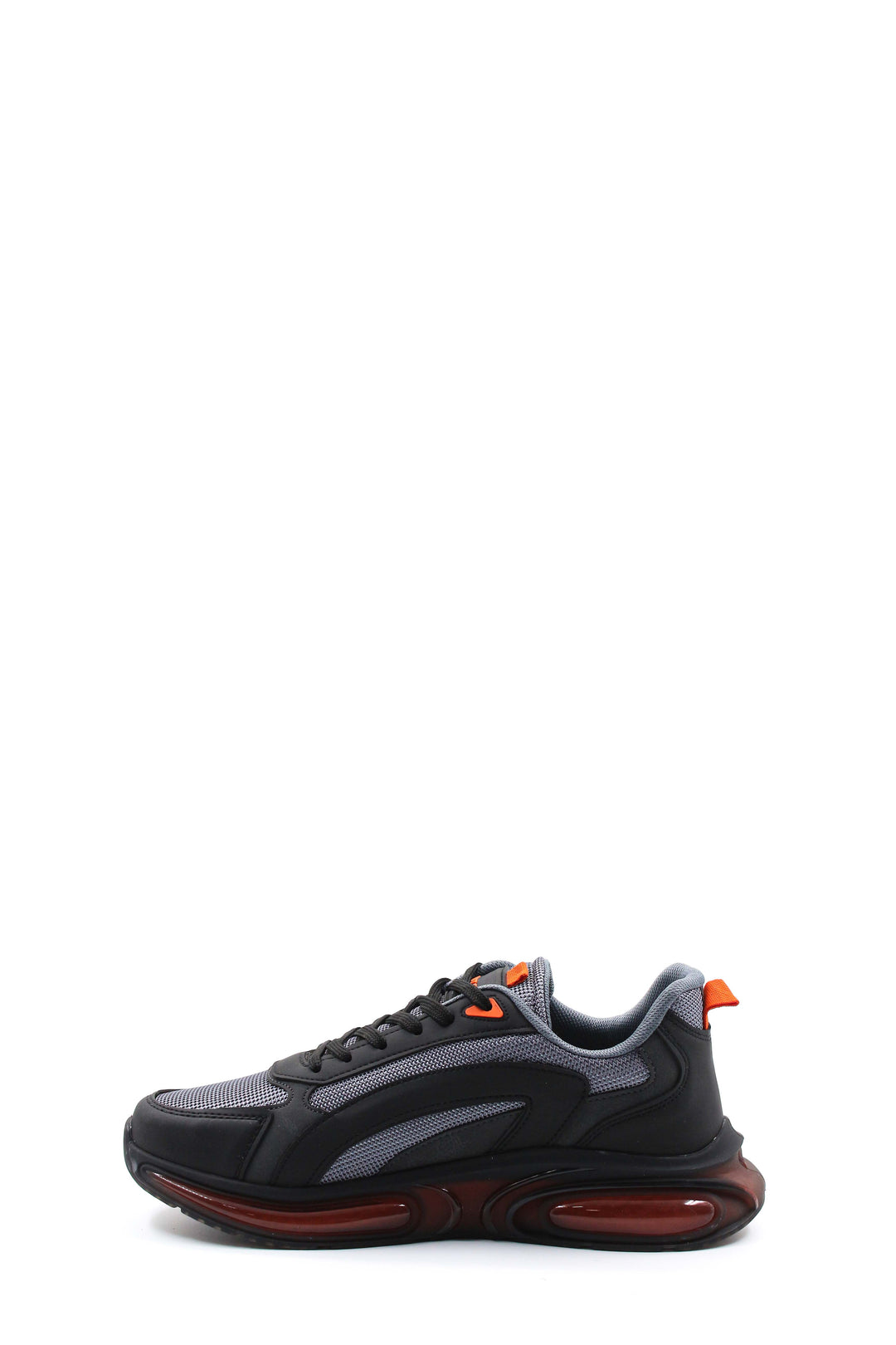 Men's Black and Gray Air Cushion Sneakers with Orange Accents - Wessi