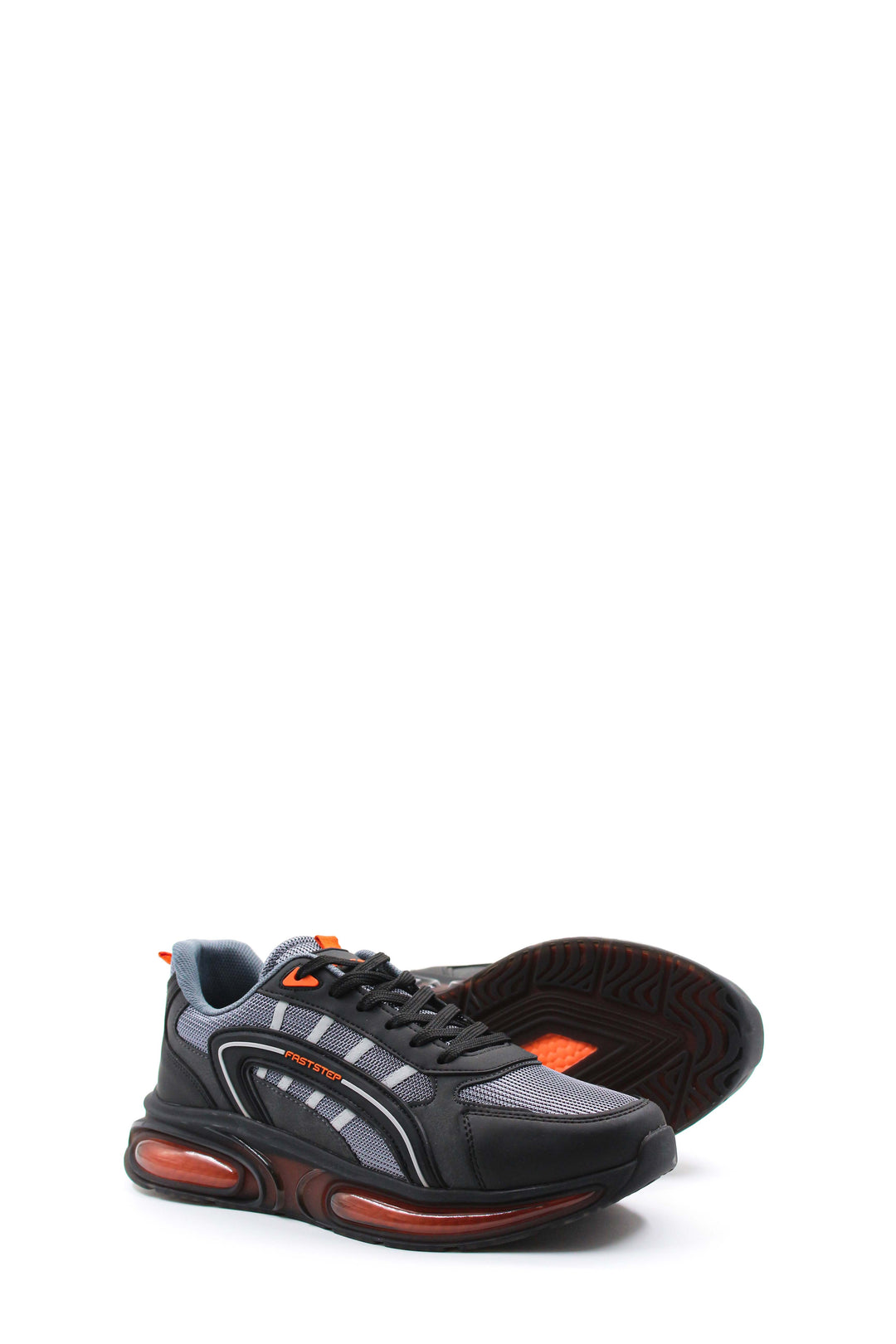 Men's Black and Gray Air Cushion Sneakers with Orange Accents - Wessi