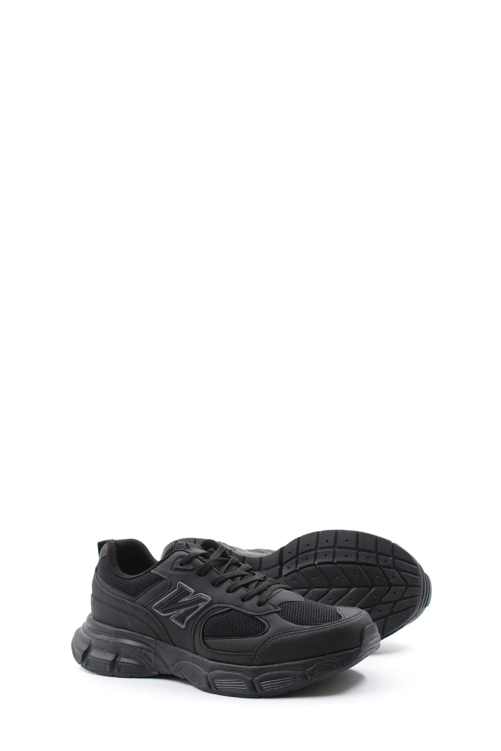 Men's All-Black Athletic Sneakers with Cushioned Sole - Wessi