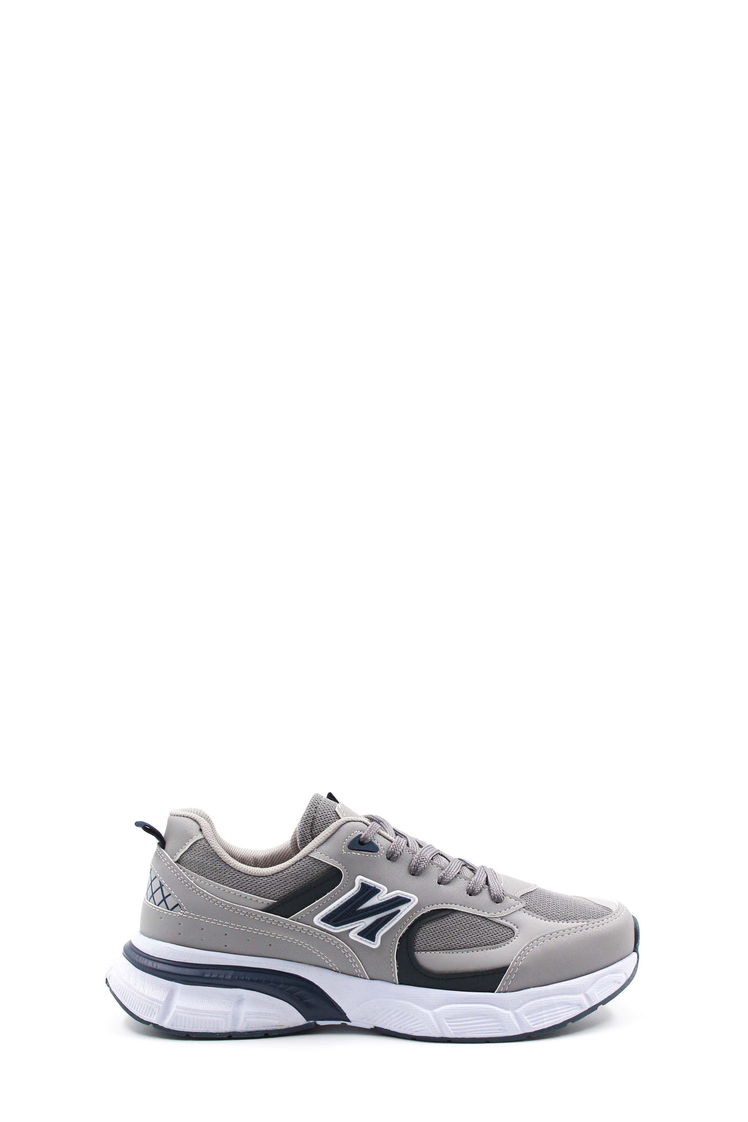 Men's Gray and Navy Athletic Sneakers with Cushioned Sole - Wessi