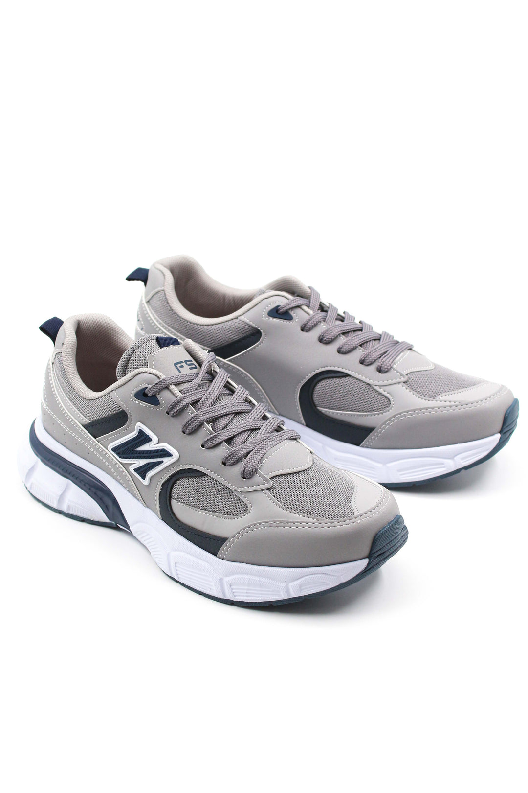 Men's Gray and Navy Athletic Sneakers with Cushioned Sole - Wessi