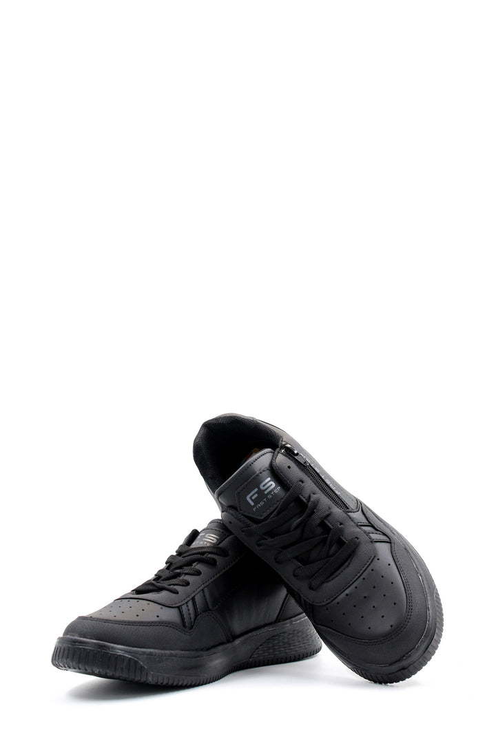 Men's Black Sporty Zip Sneakers - Wessi