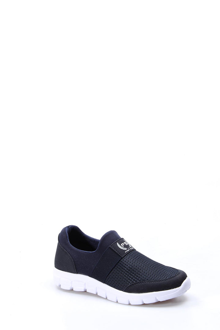 Men's Navy Slip-On Sneakers with Mesh Upper and White Sole - Wessi