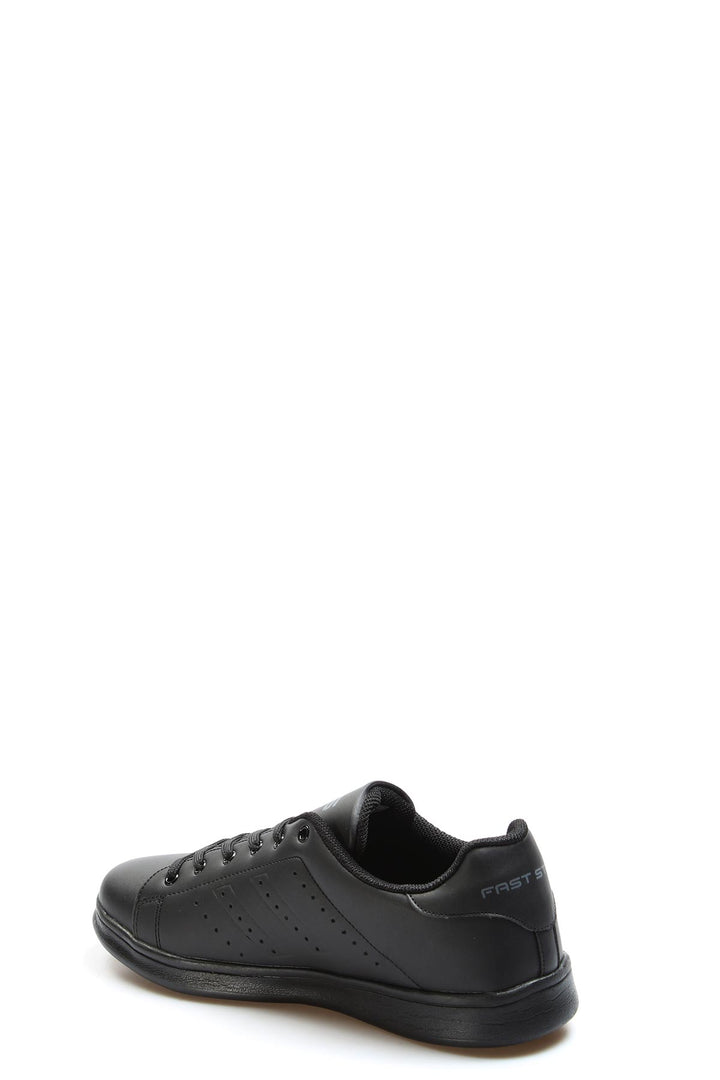 Men's Black Casual Leather Sneakers-Wessi