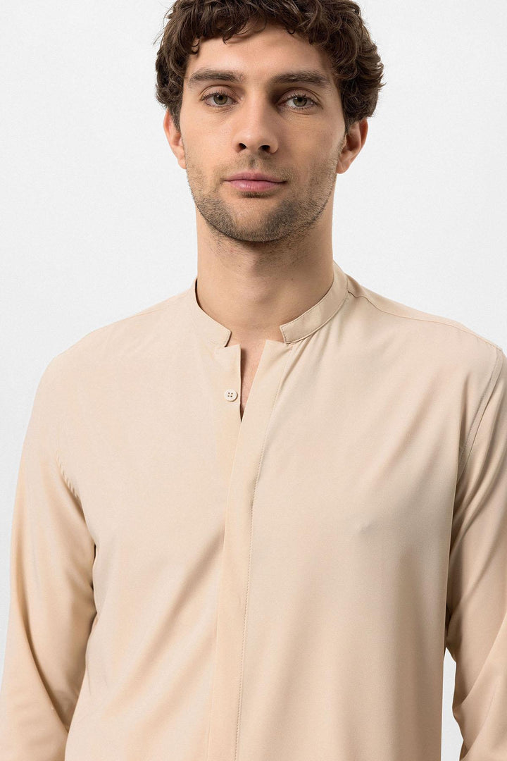 Beige Long Sleeve Men's Shirt - Wessi