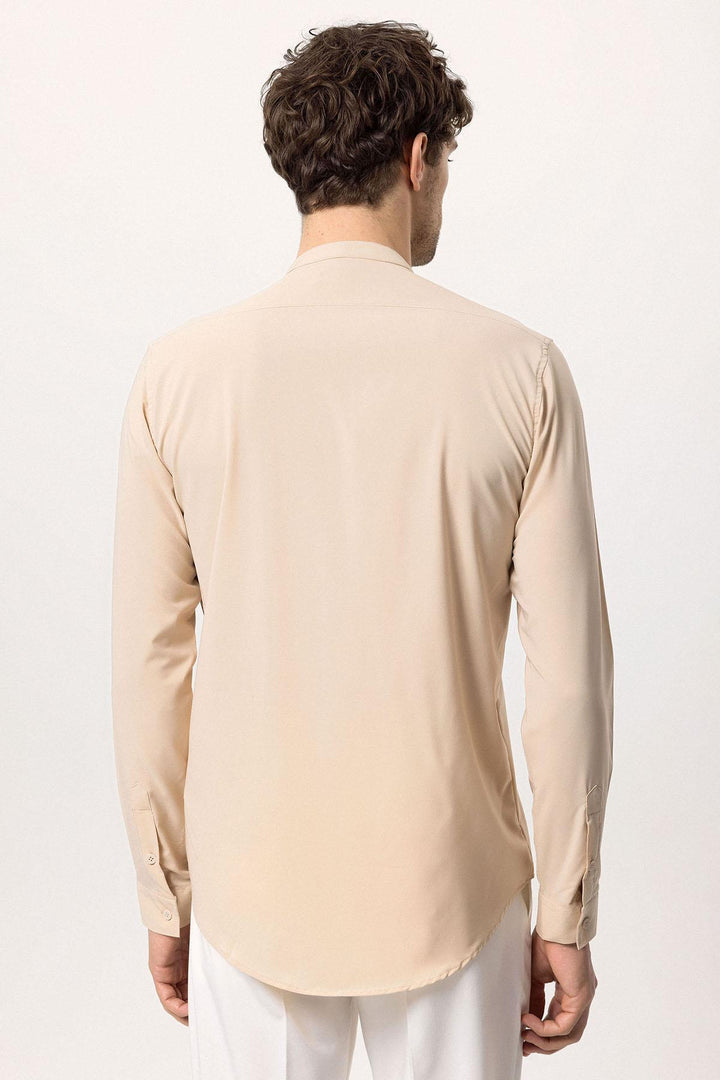 Beige Long Sleeve Men's Shirt - Wessi