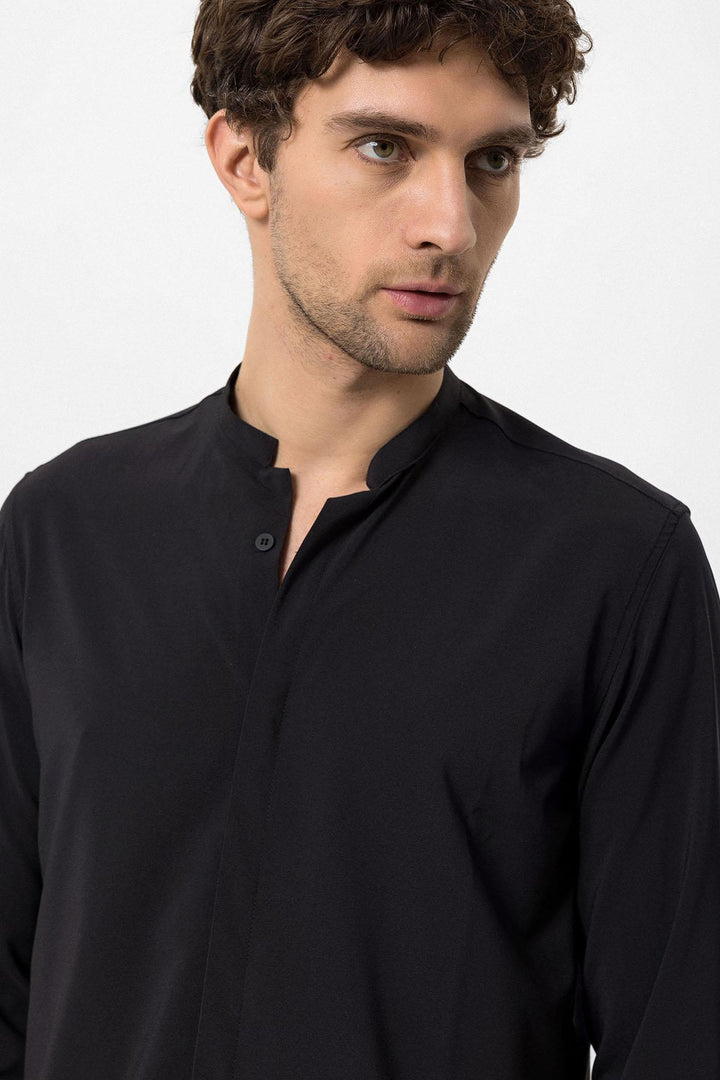 Camisa de manga larga negra para hombre - Wessi