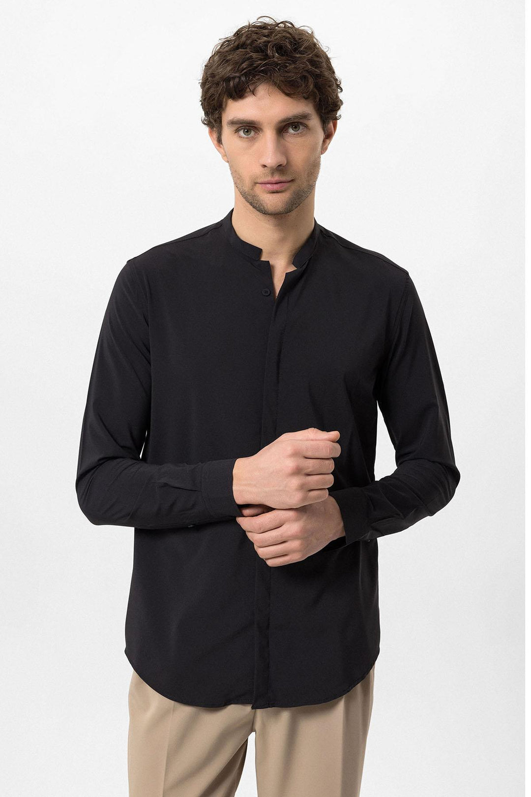 Camisa de manga larga negra para hombre - Wessi