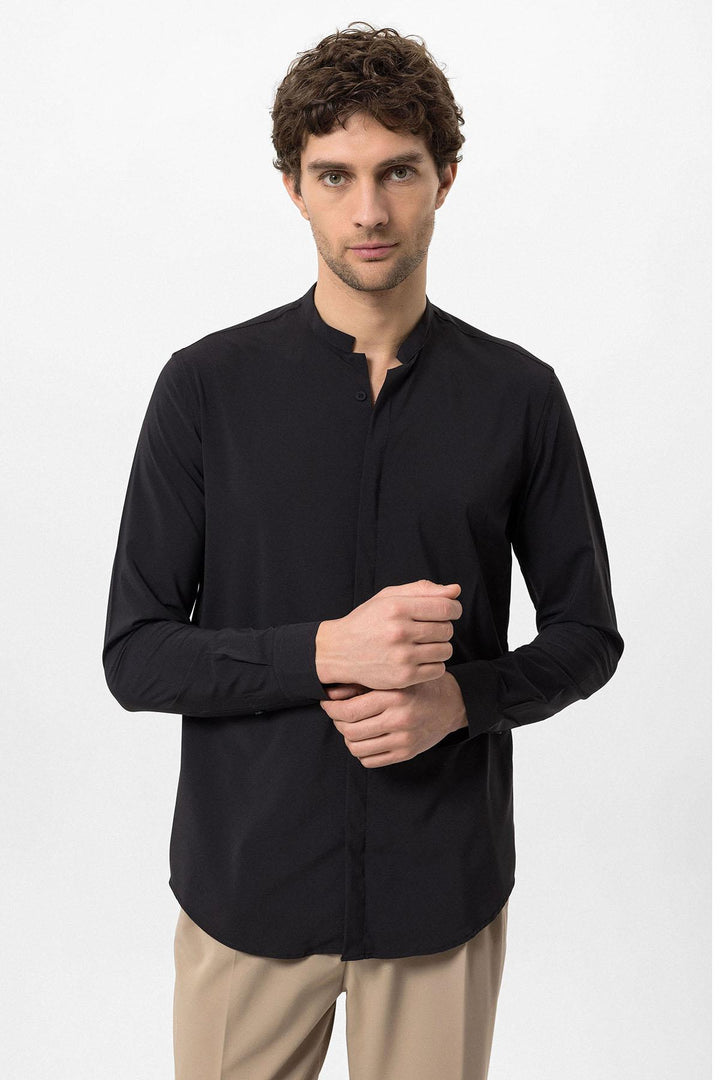 Men's Black Long Sleeve Shirt - Wessi