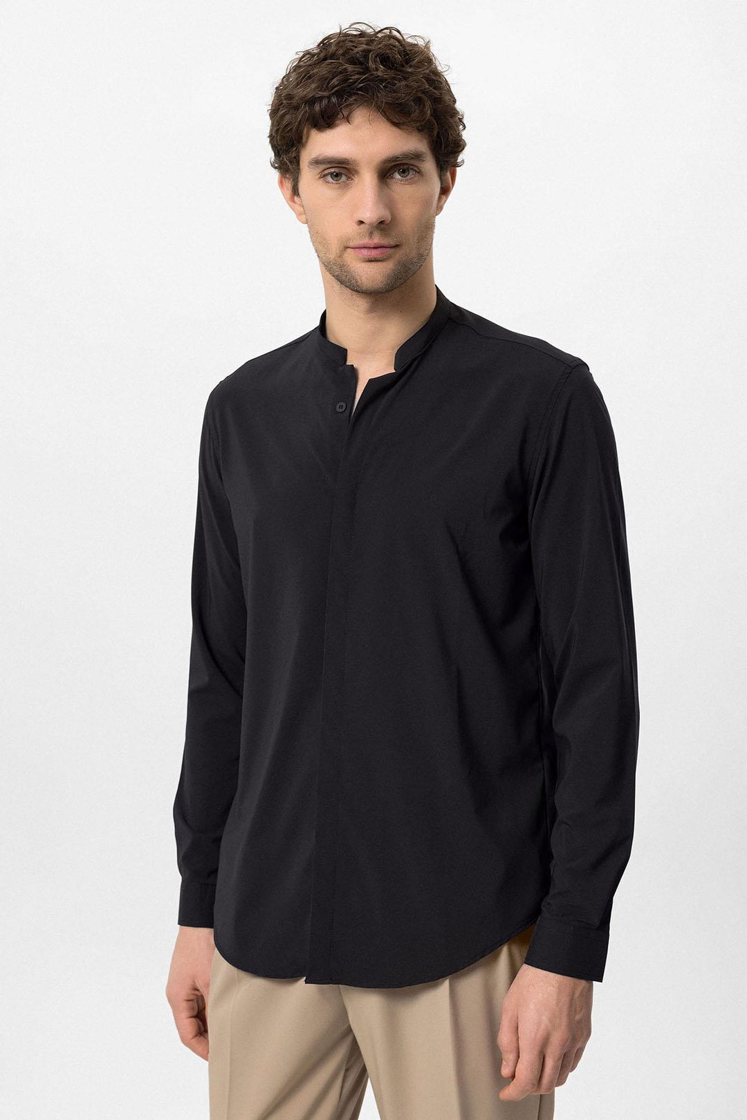 Camisa de manga larga negra para hombre - Wessi