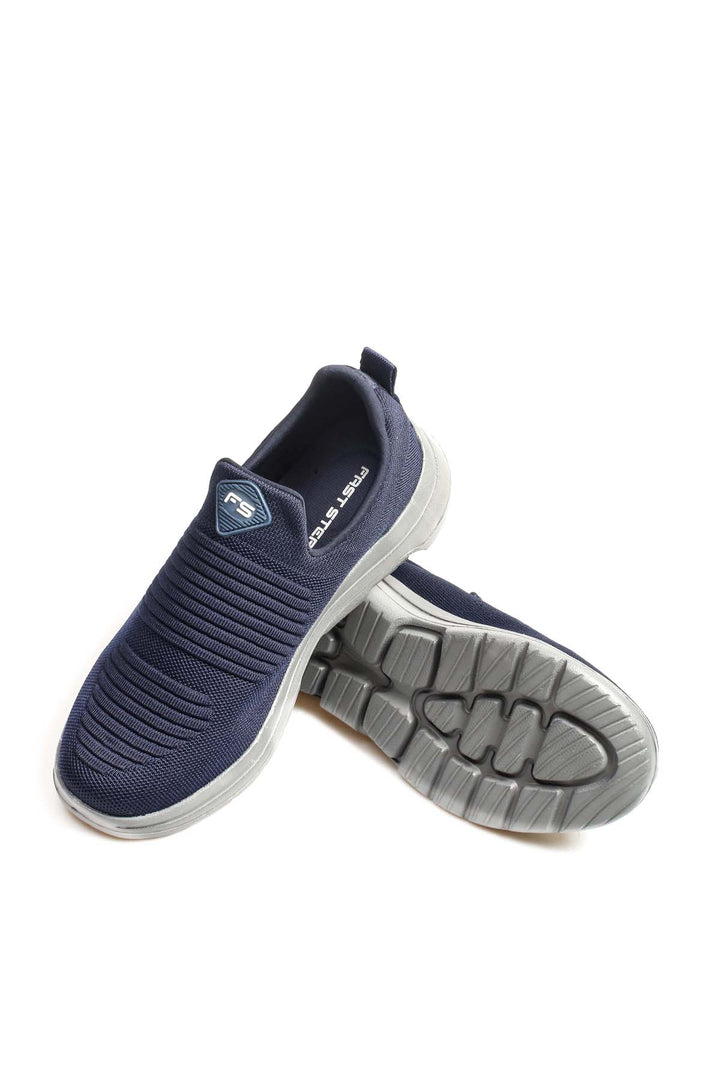 Men's Navy Slip-On Athletic Sneakers with Knit Upper - Wessi