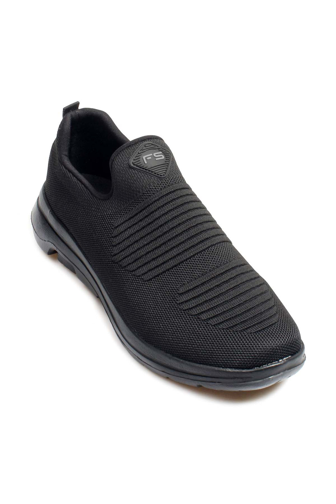 Men's Black Slip-On Athletic Sneakers with Knit Upper - Wessi