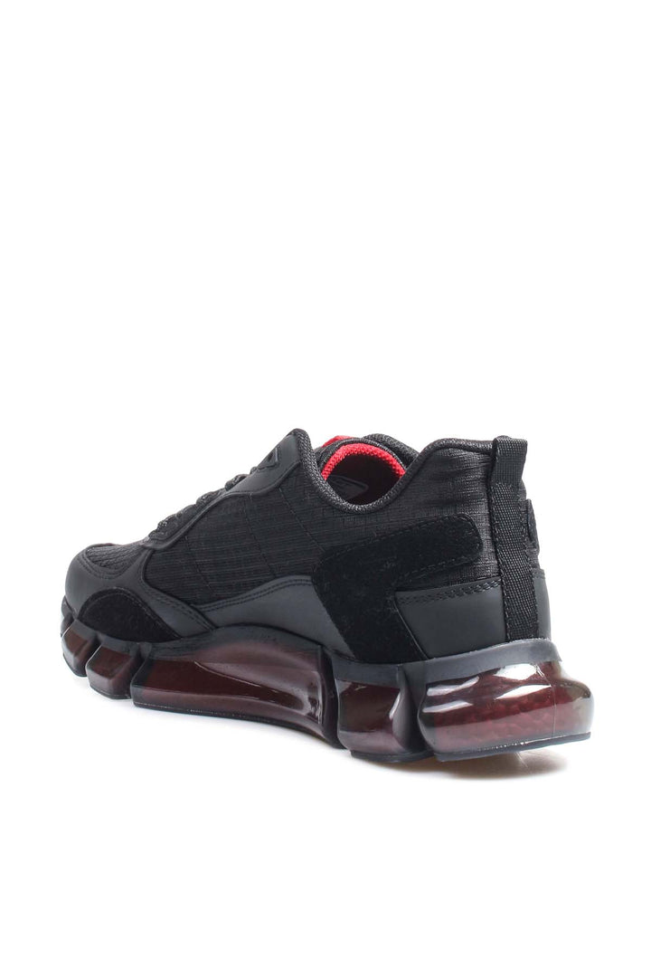 Men's Black Athletic Sneakers with Transparent Sole and Red Accents - Wessi