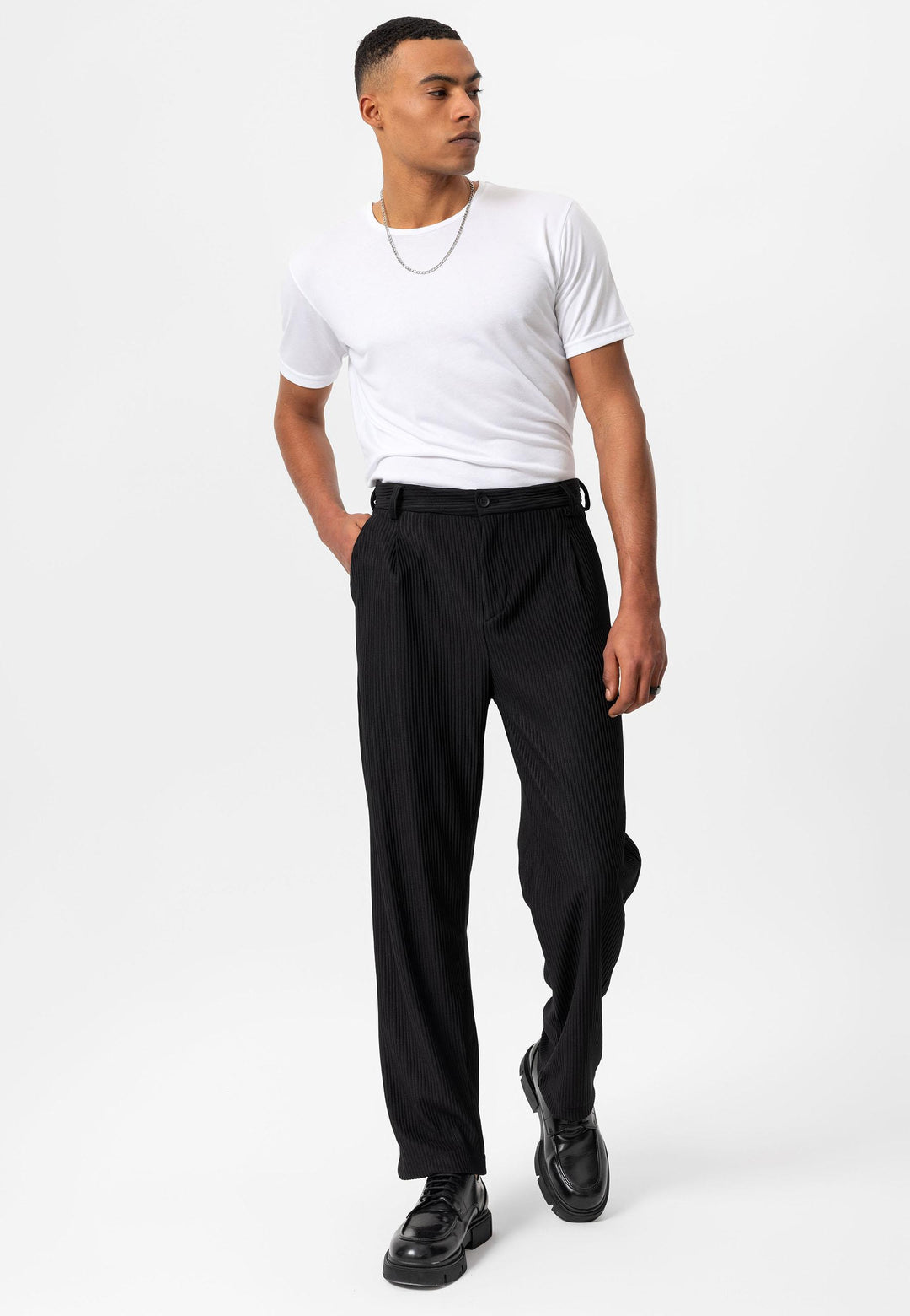 Men's Black Ribbed  Pants - Wessi