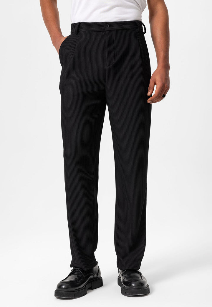 Men's Black Ribbed  Pants - Wessi