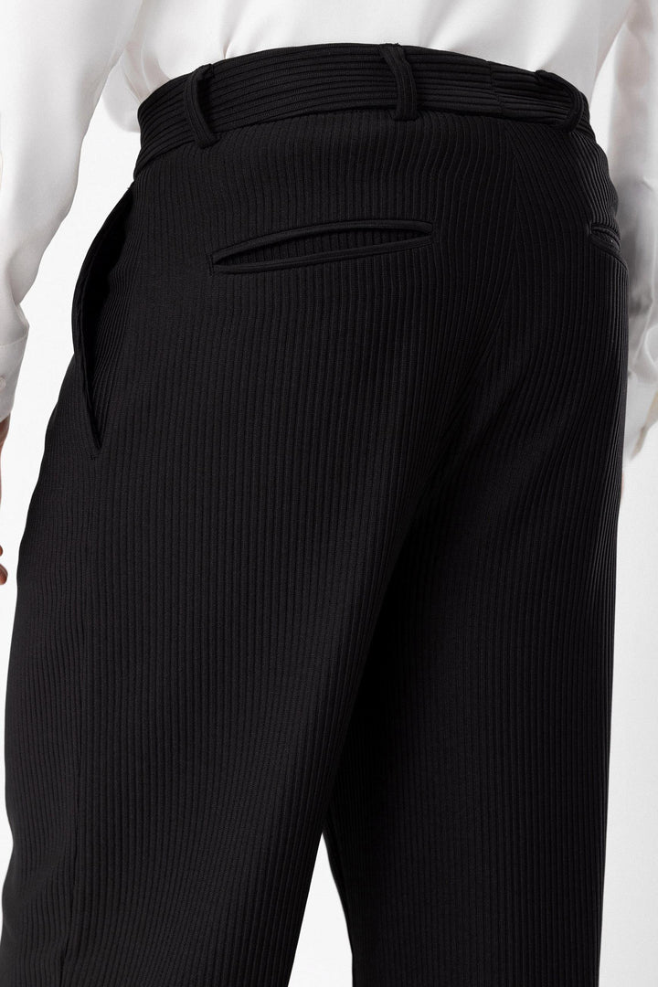 Men's Black Ribbed  Pants - Wessi