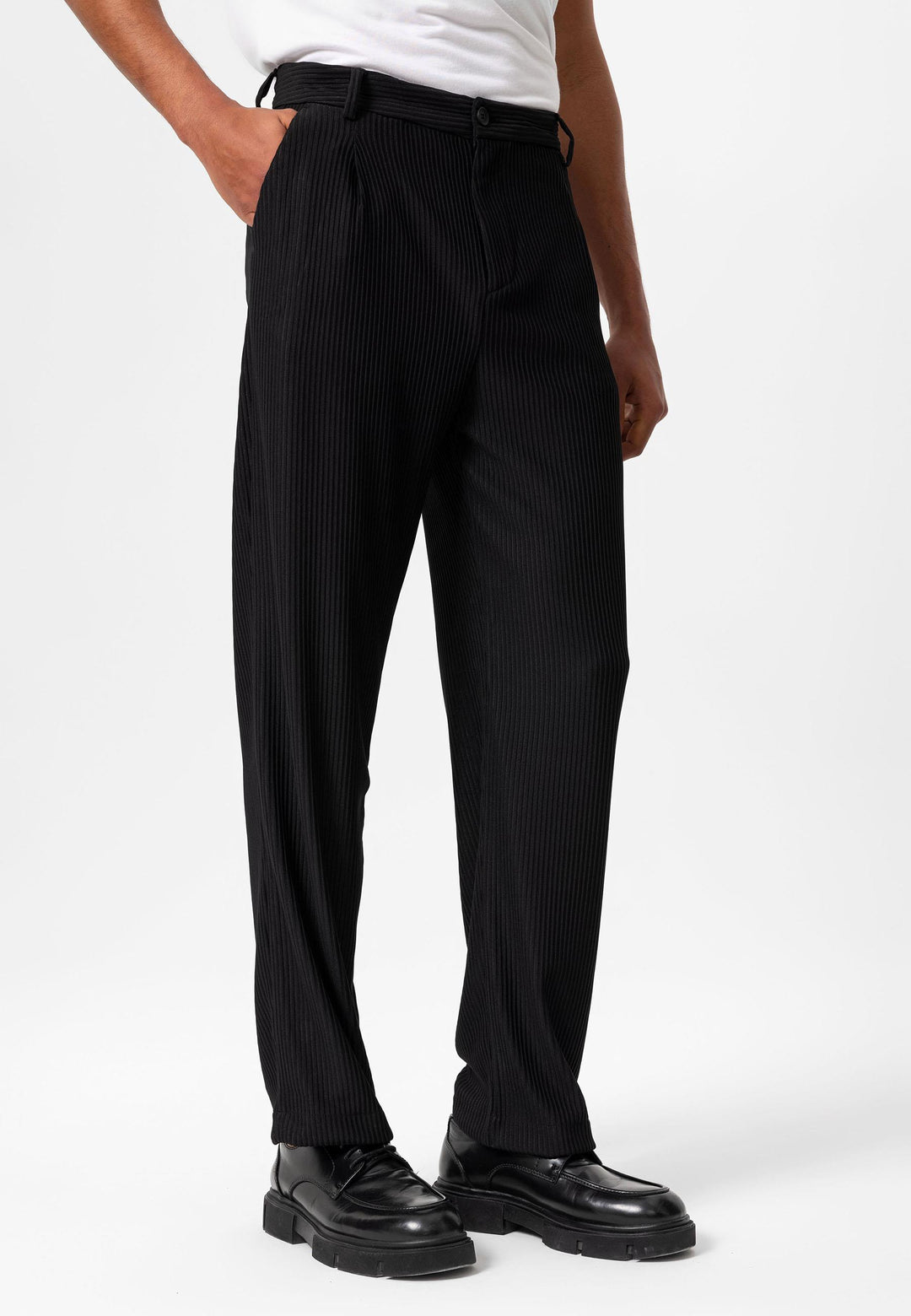 Men's Black Ribbed  Pants - Wessi