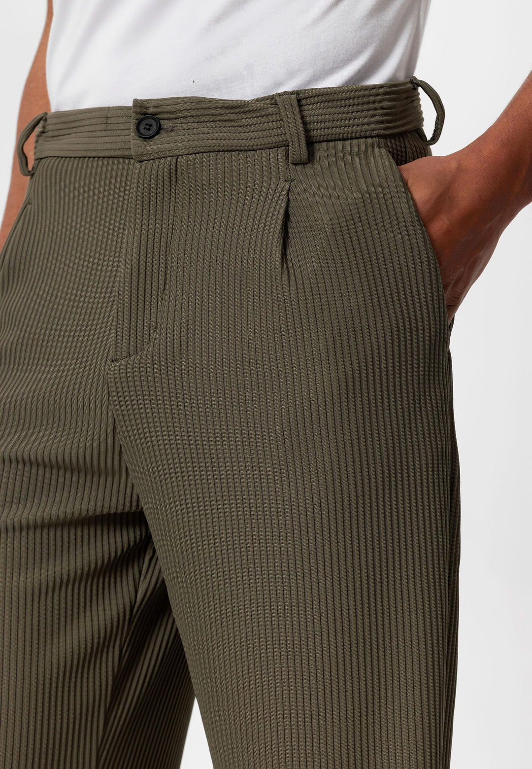 Men's Khaki Ribbed  Pants - Wessi