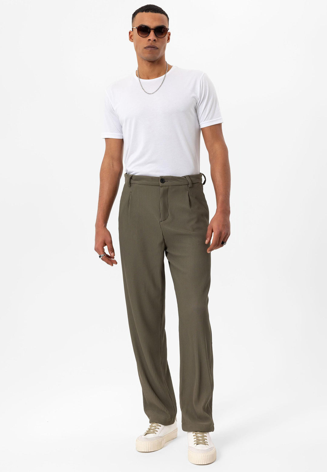 Men's Khaki Ribbed  Pants - Wessi