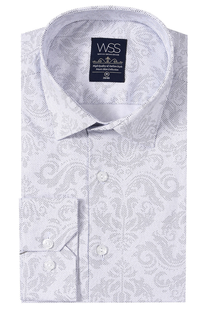 White Long Sleeve Patterned Shirt | Wessi - Wessi