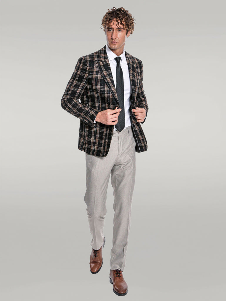 Plaid Slim Fit Black Men Blazer - Wessi