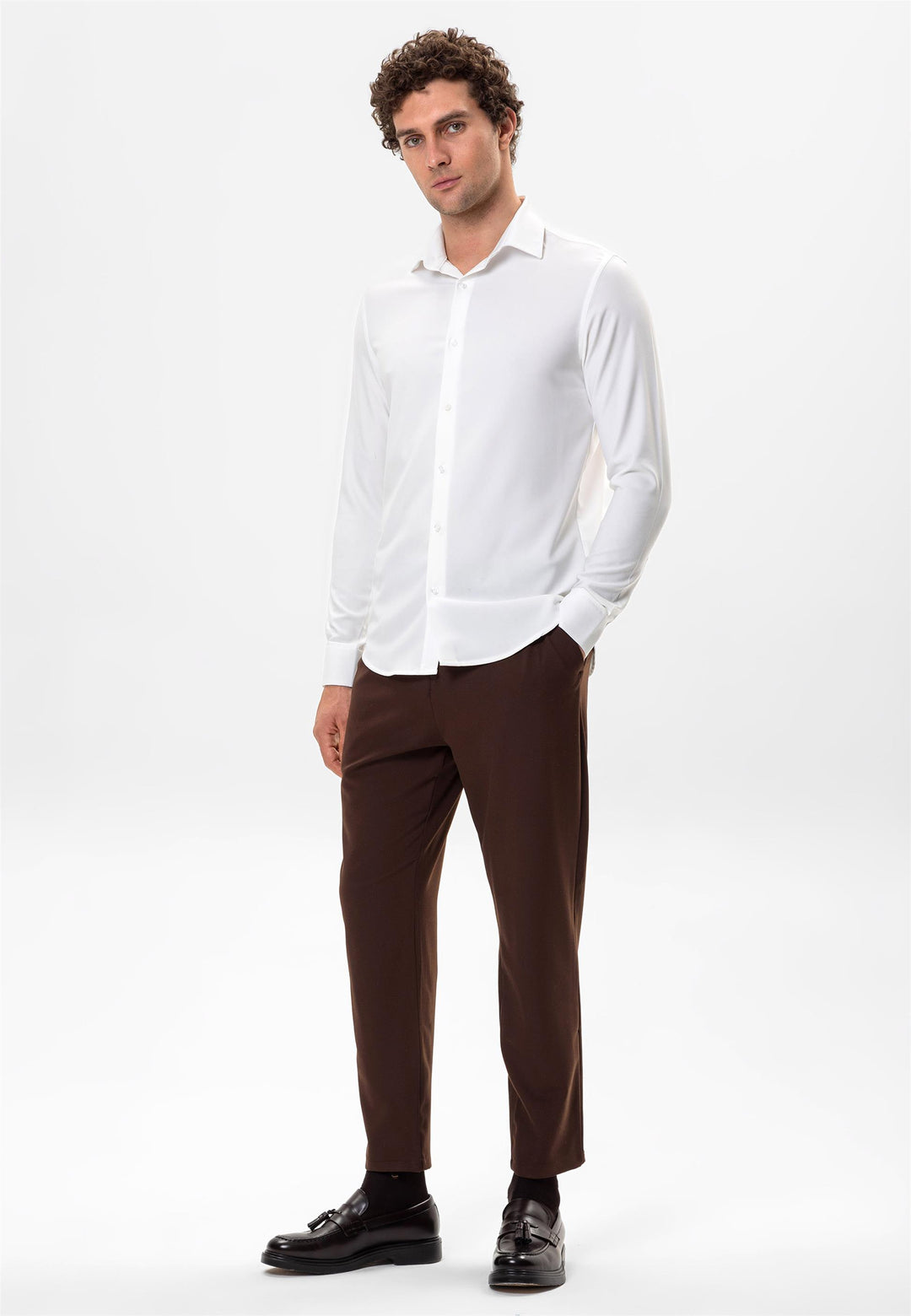 Men's White Slim Fit  Shirt - Wessi