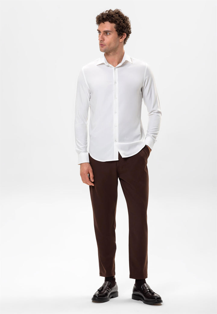 Camisa blanca de corte entallado para hombre - Wessi