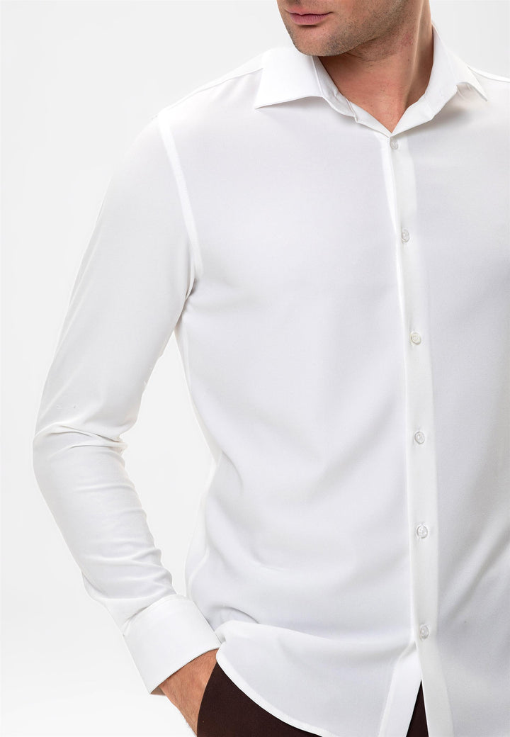 Camisa blanca de corte entallado para hombre - Wessi