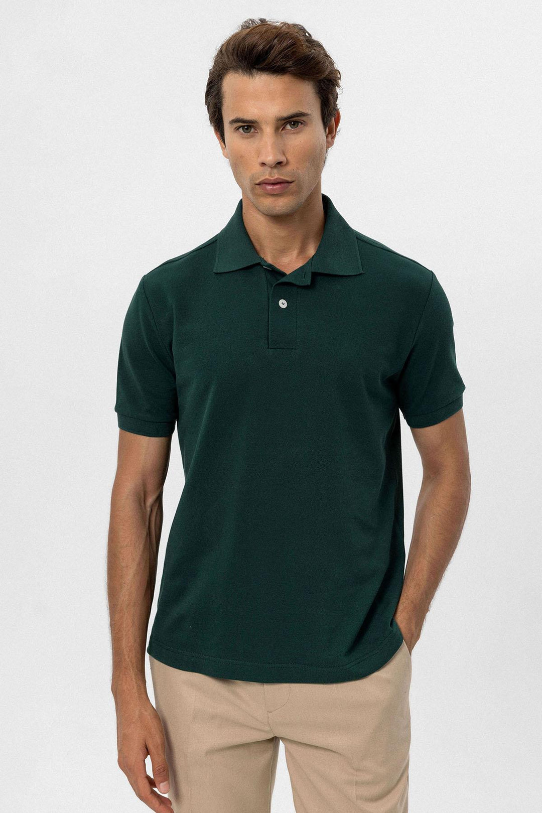 Men's Khaki Polo Neck T-Shirt - Wessi