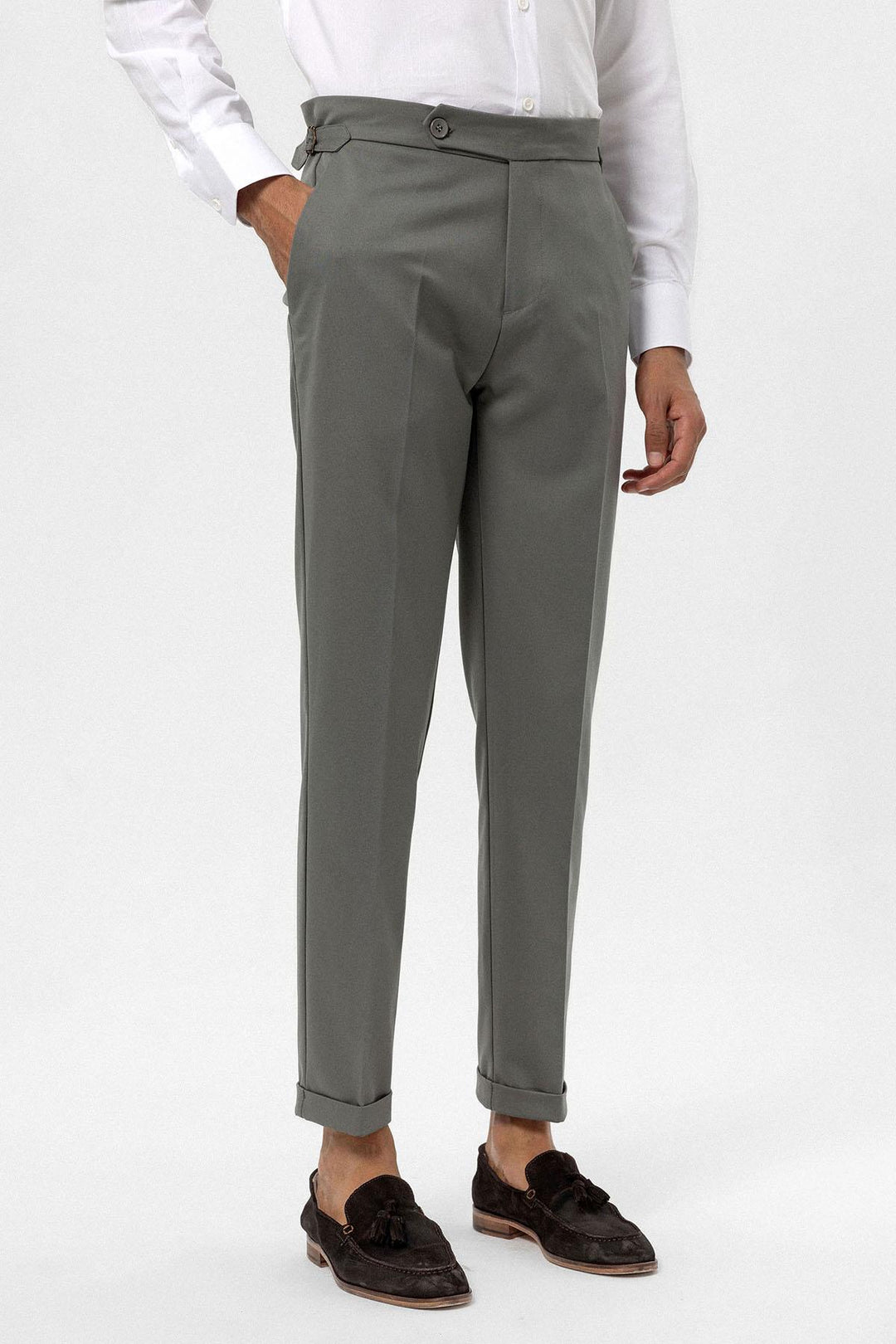 Pantalón caqui de corte regular y cintura alta para hombre - Wessi