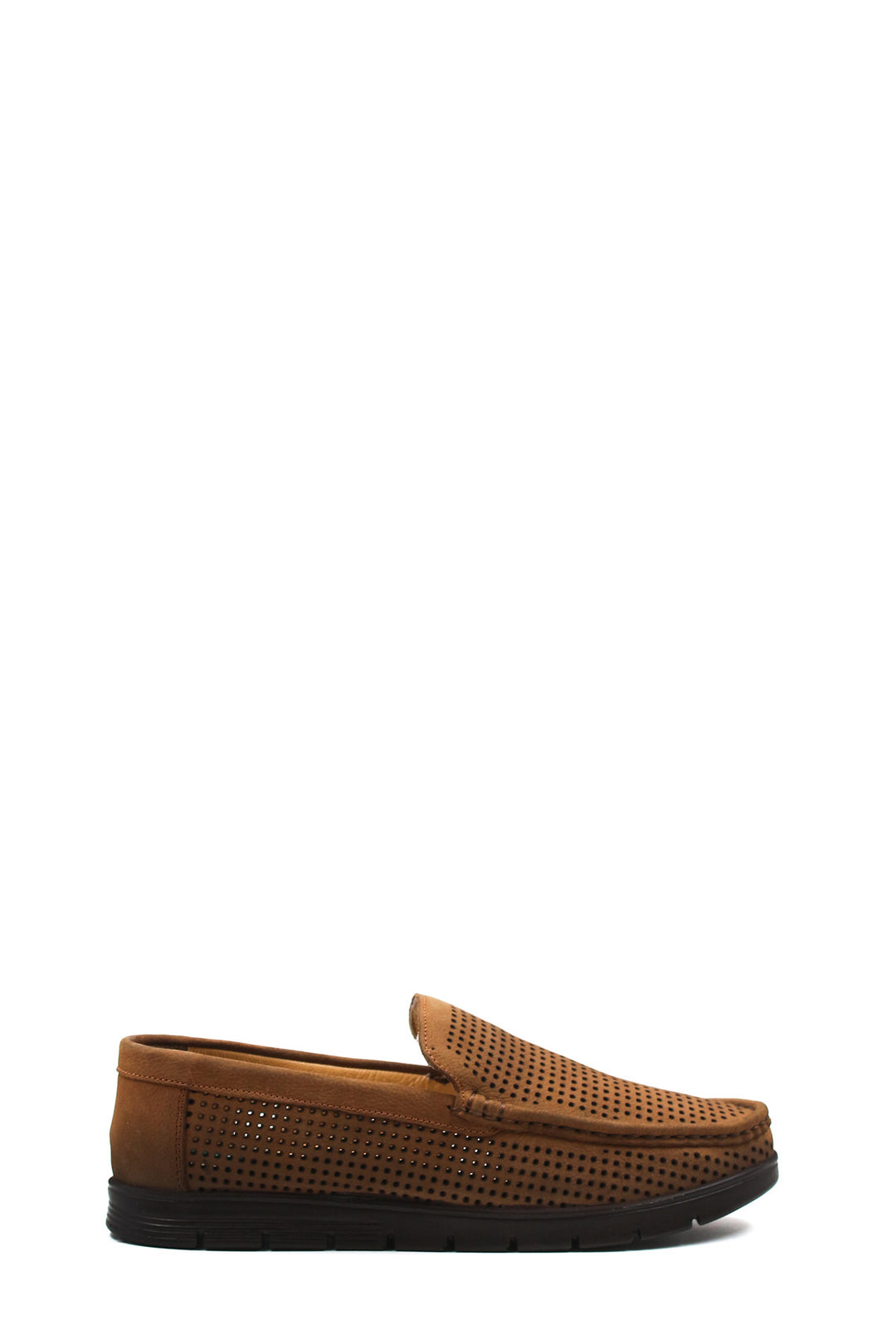 Tan Perforated Suede Loafers Wessi