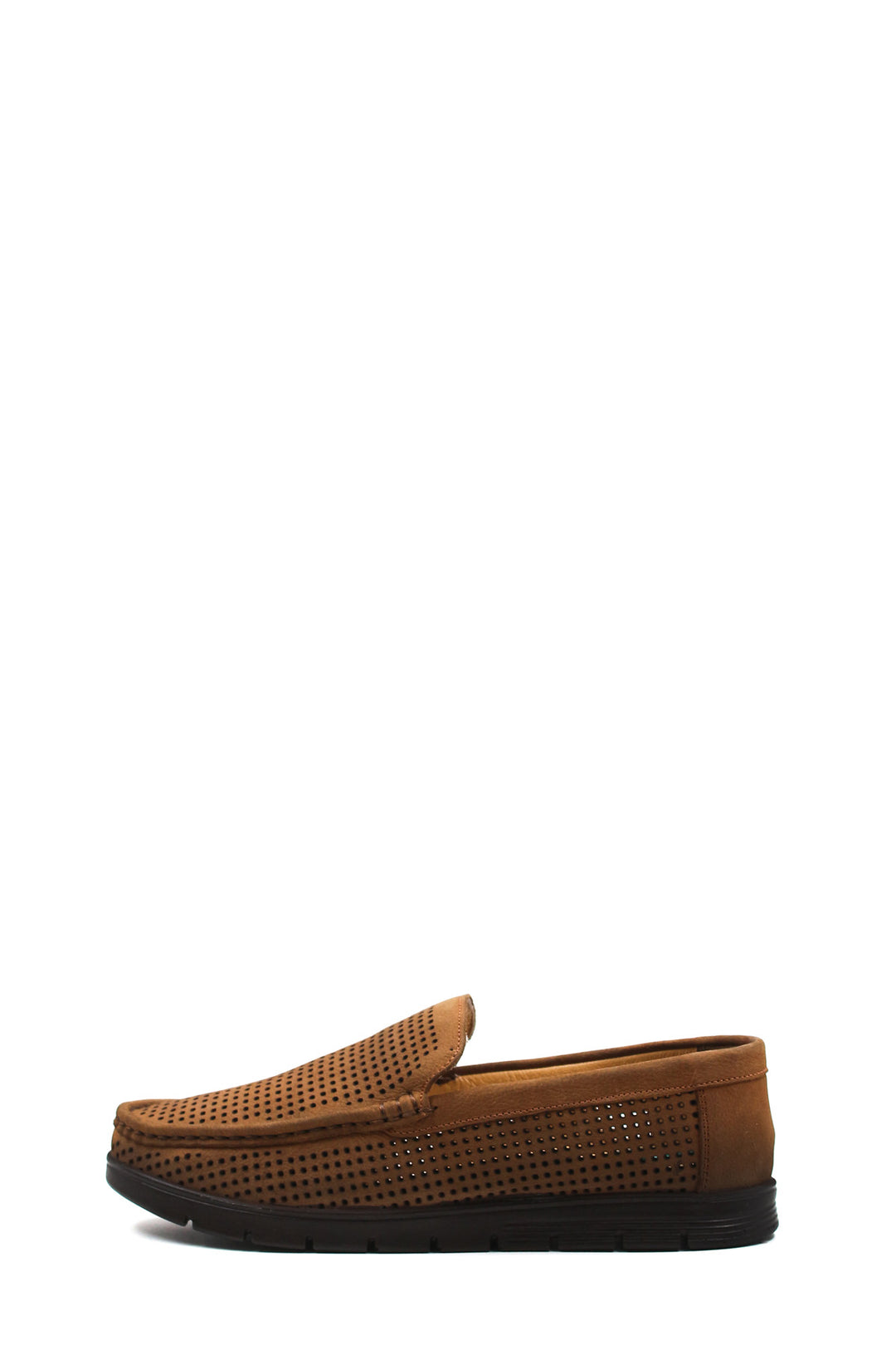 Tan Perforated Suede Loafers Wessi