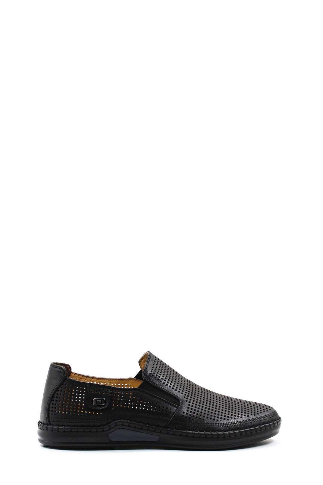 Black Perforated Slip-On Loafers-Wessi