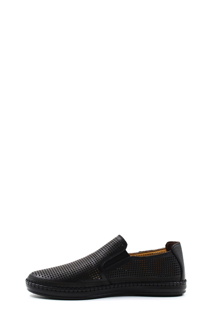 Black Perforated Slip-On Loafers-Wessi