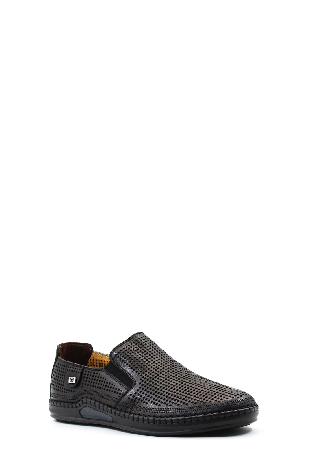 Black Perforated Slip-On Loafers-Wessi