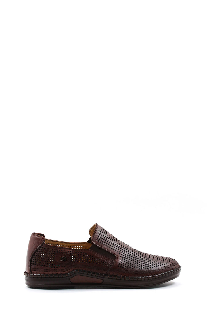 Brown Perforated Leather Loafers Wessi