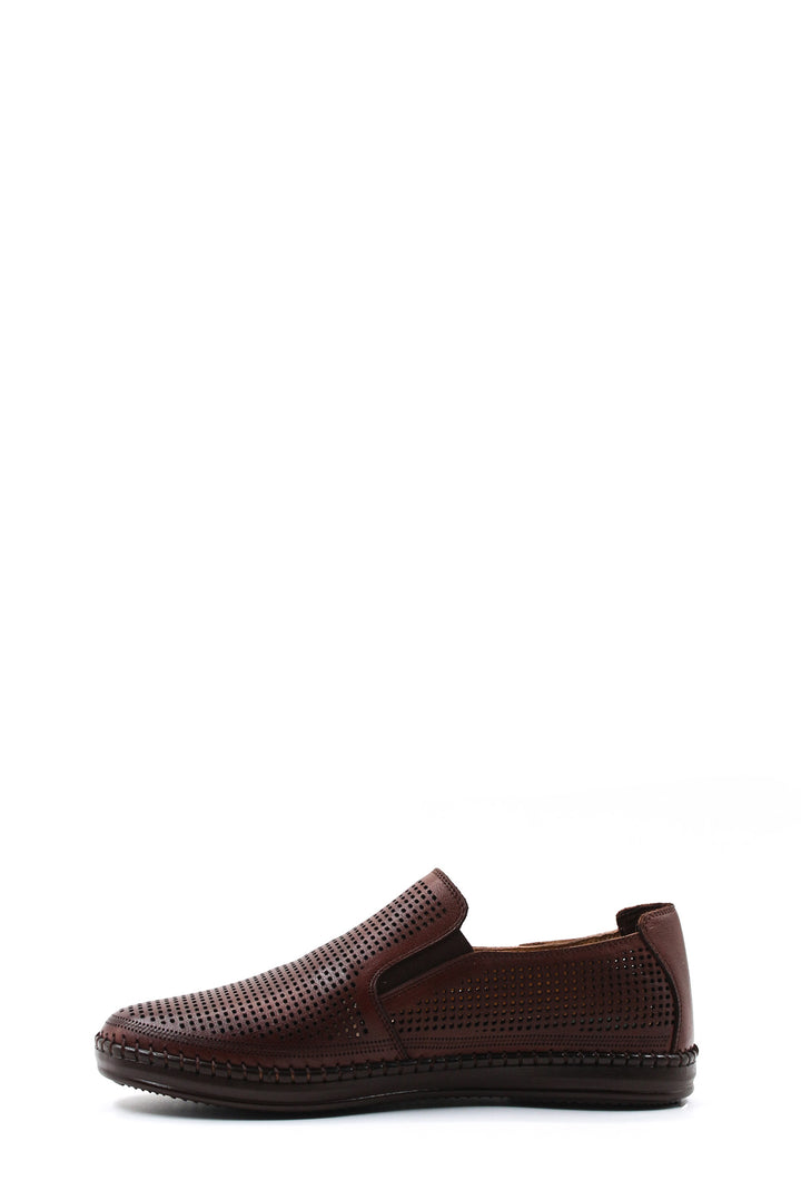 Brown Perforated Leather Loafers Wessi