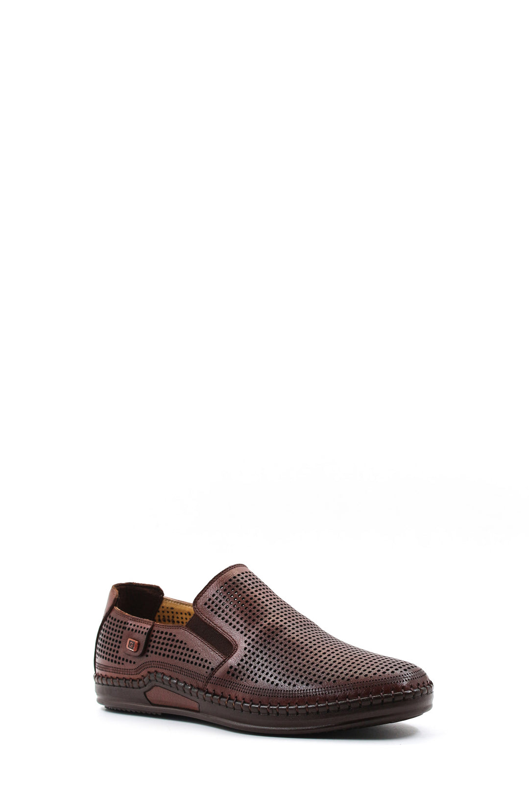 Brown Perforated Leather Loafers Wessi