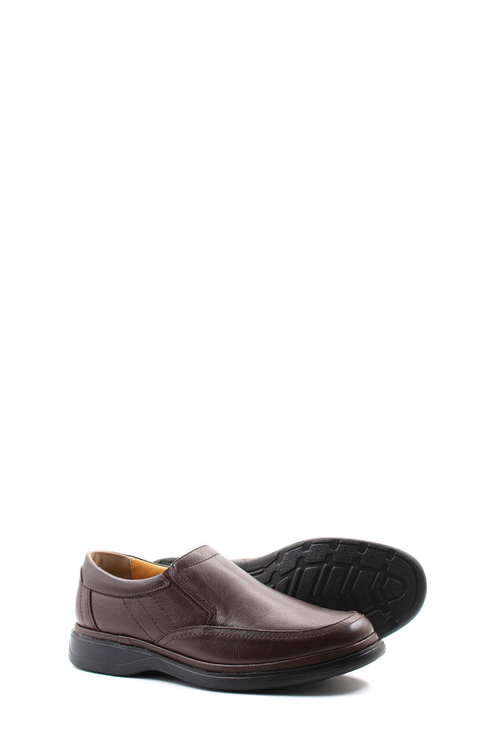 Brown Leather Slip-On Loafers-Wessi