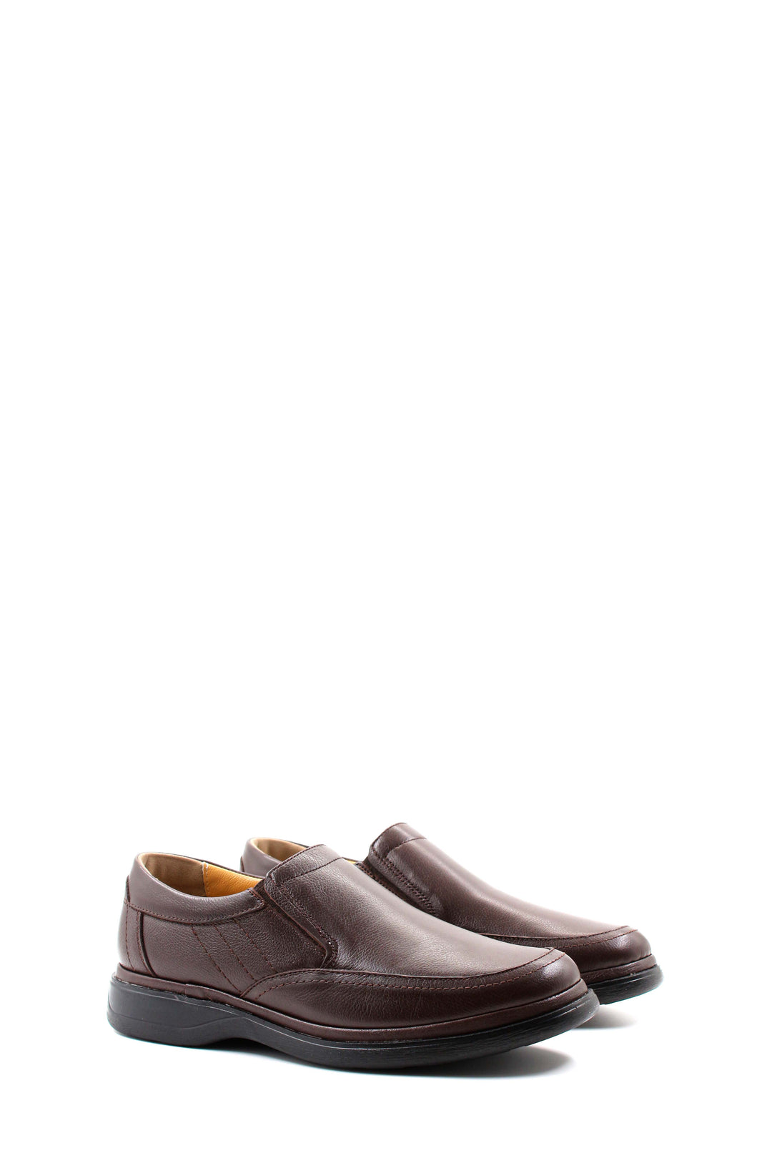 Brown Leather Slip-On Loafers-Wessi