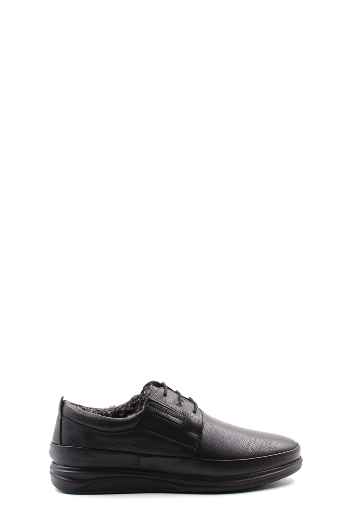 Black Leather Warm-Lined Shoes-Wessi