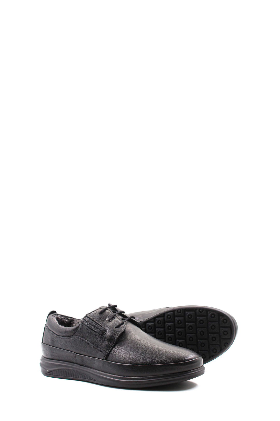 Black Leather Warm-Lined Shoes-Wessi