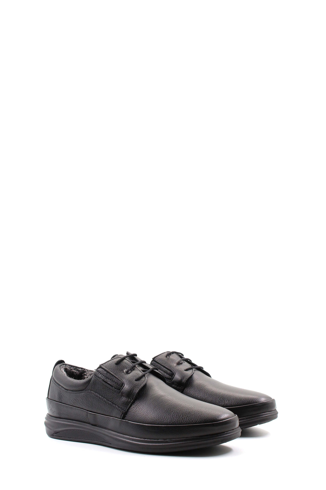 Black Leather Warm-Lined Shoes-Wessi