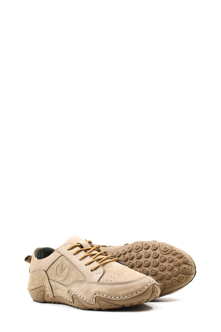 Zapatos Casuales con Cordones de Piel Beige para Hombre - Wessi