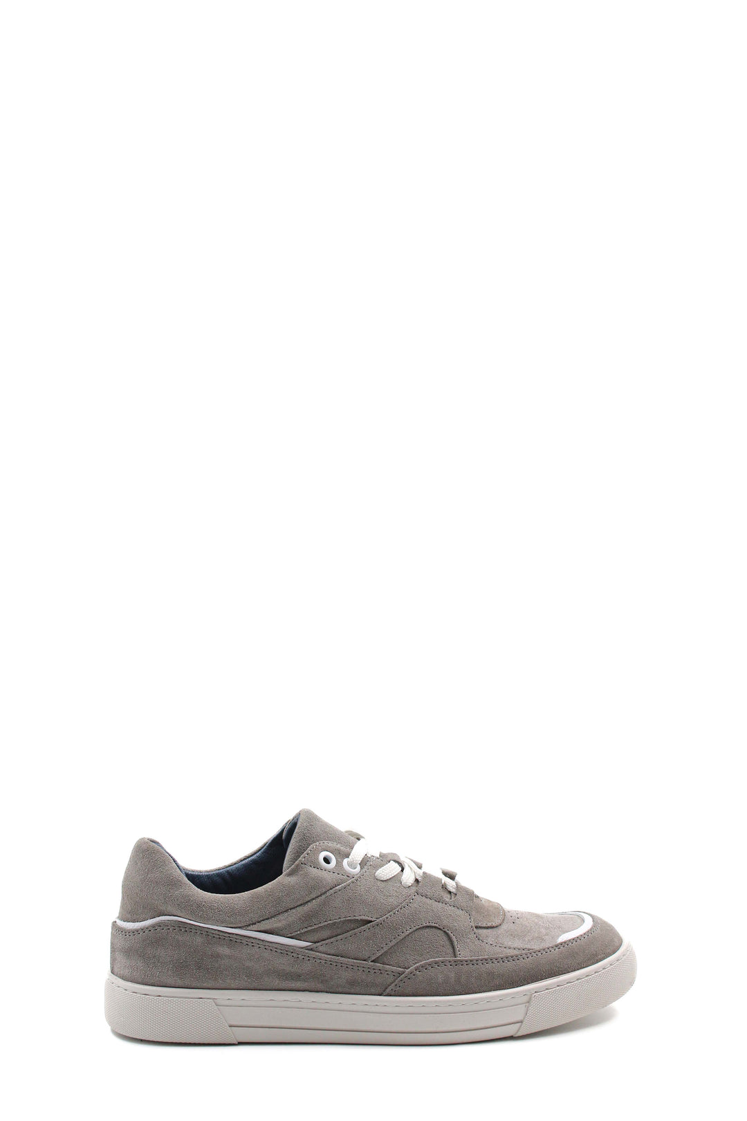 Zapatillas Casual Hombre Ante Gris Cordones Blancos - Wessi