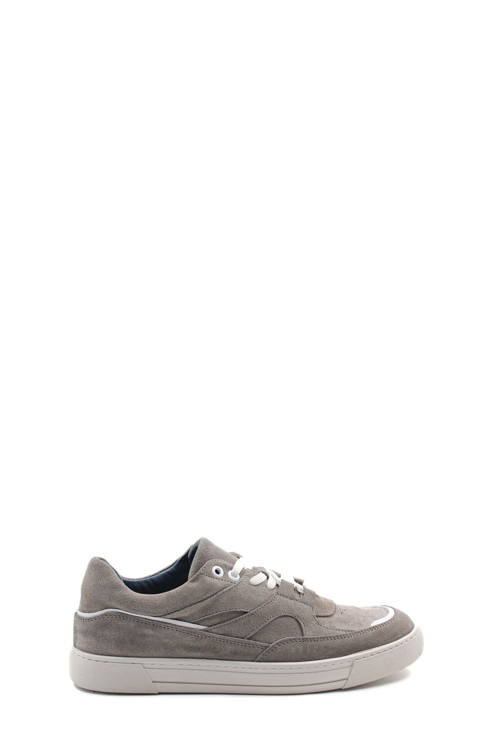 Zapatillas Casual Hombre Ante Gris Cordones Blancos - Wessi